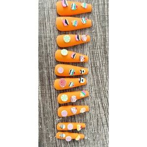 Neon Orange press on Nails